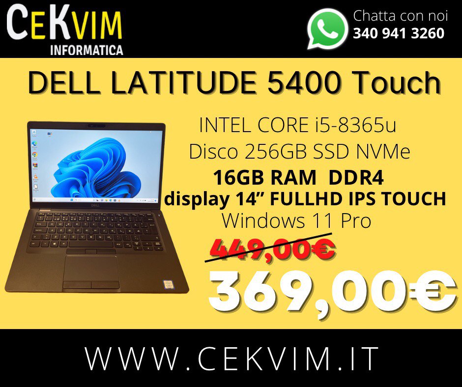 DELL LATITUDE 5400 Touch, con Intel Core i5-8365U, Cod. 2390671