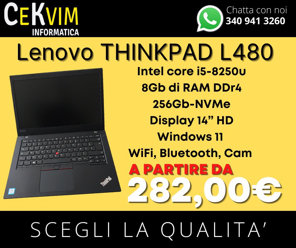LENOVO THINKPAD L480, con Intel Core i5-8250U, 2384200