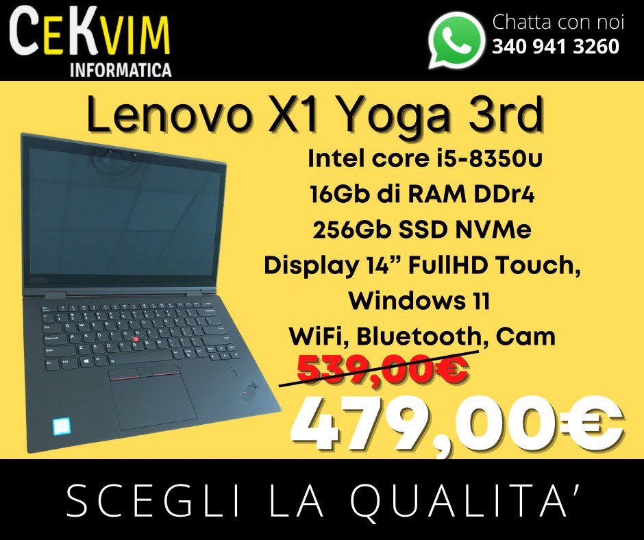 Lenovo X1 Yoga 3rd, con Intel Core i5-8350u, 2366091R4 2366091R4